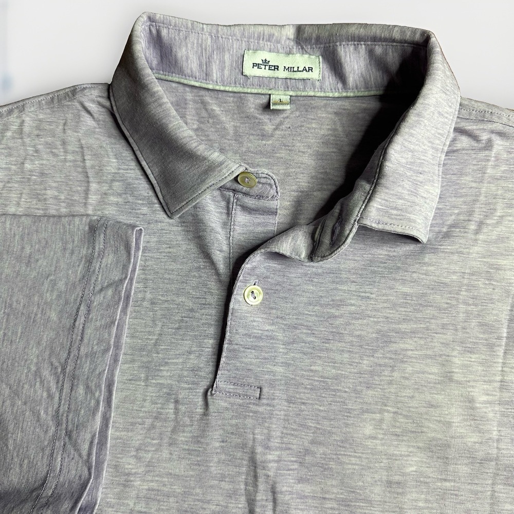 Peter Millar Golf Polo Men Large Plum Smoke Dri-Release Natural Touch TriBlend
